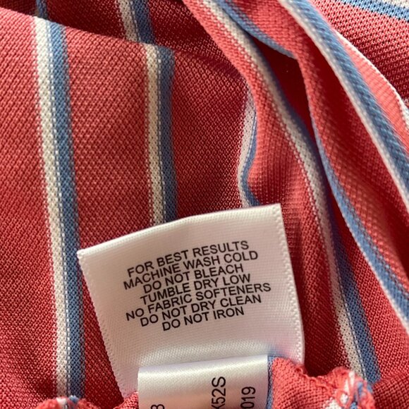 Peter Millar Men's XL Striped Shirt Blue White and Peach Embroidered Golf Logo - Picture 9 of 10